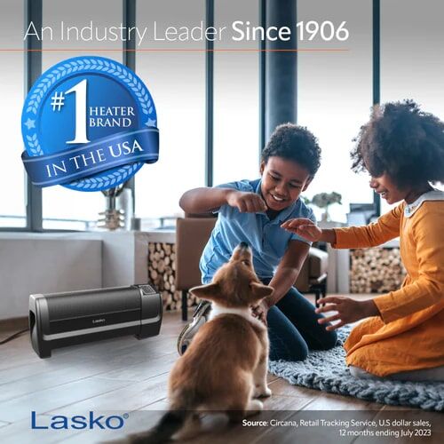 Lasko Black Low Profile Space Heater With Electronic Display, 1500-Watt