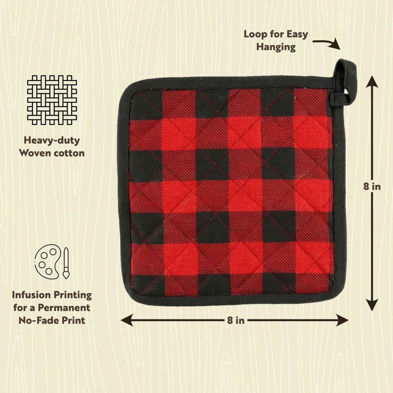LazyOne Red Plaid Pot Holder