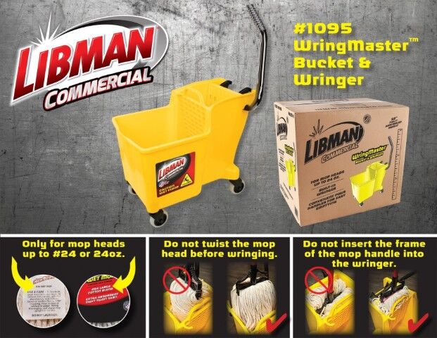 Libman One-Piece Mop Bucket & Wringer, 32-Qt