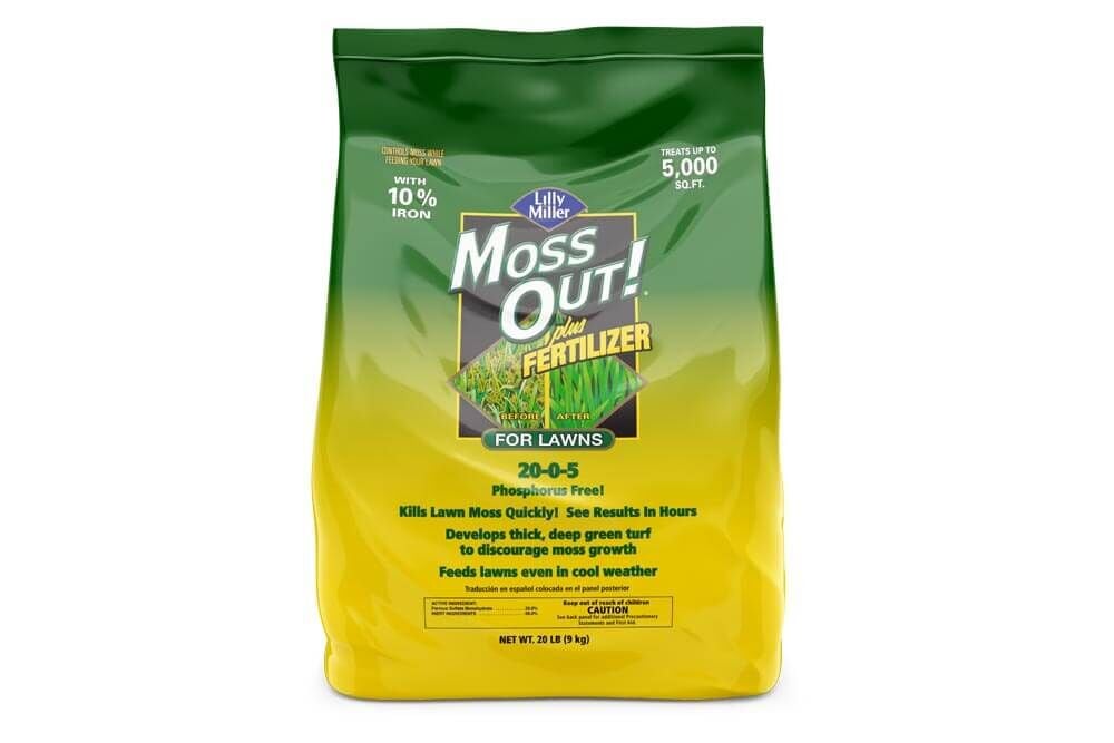 Moss Out! Plus Fertilizer For Lawns 20-0-05, 20-Lb