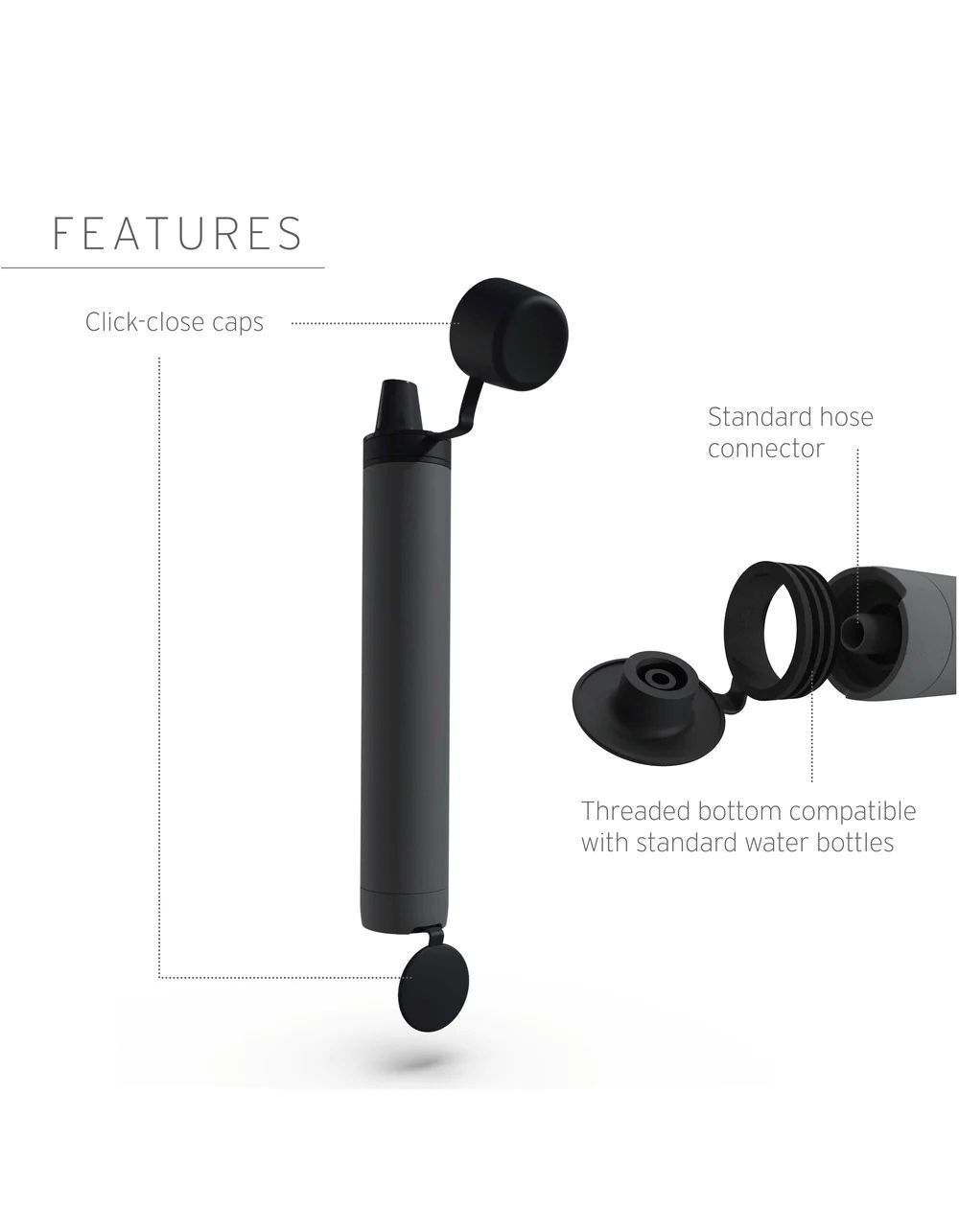 LifeStraw Peak Series Dark Mountain Gray Straw