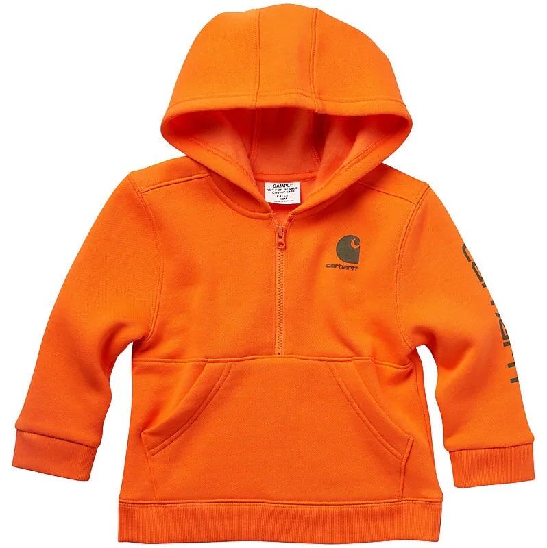 Carhartt Kids' Long Sleeve Half-Zip Sweatshirt in Exotic Orange