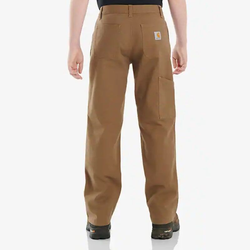 Carhartt Boy's Rugged Flex Loose Fit Canvas Utility Bootcut Work Pant in Canyon Brown