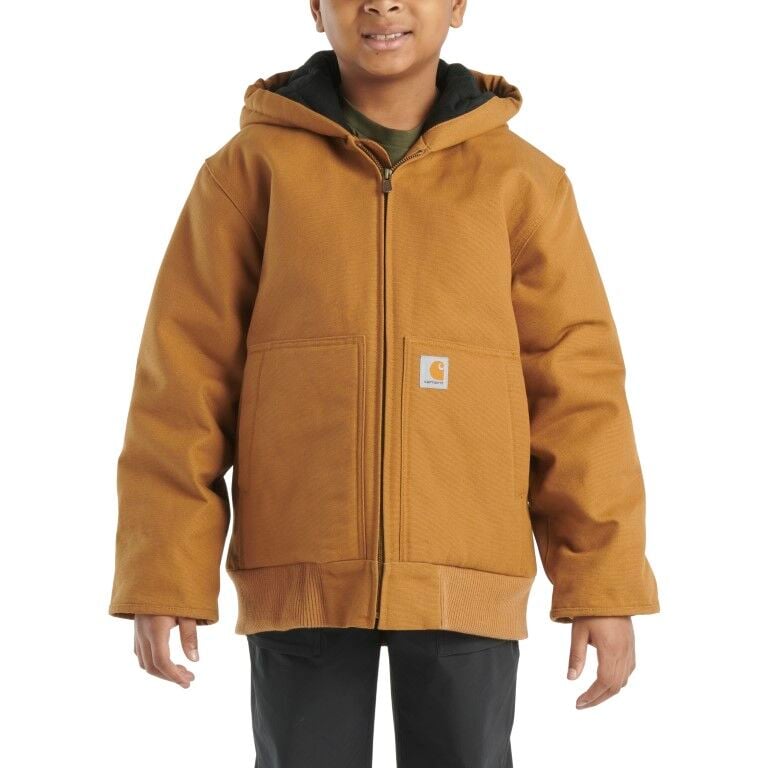 Carhartt Boy's Flannel Quilt Lined Active Jac in Carhartt Brown