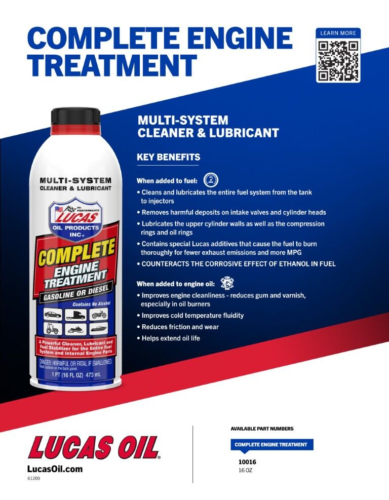 Lucas Oil Complete Engine Treatment, 16-Oz