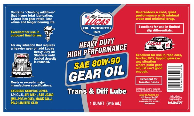 Lucas Oil Heavy Duty 80W-90 Gear Oil, 1-Qt