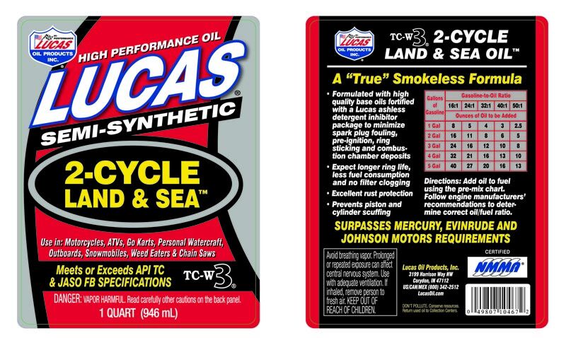 Lucas Oil Semi-Synthetic TC-W3 2-Cycle Land & Sea Oil, 1-Qt