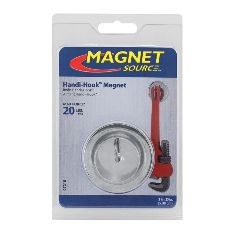 Magnet Source Handi Hook Magnet, 2.040-In Dia X 0.290-In Thick, 20-Lb