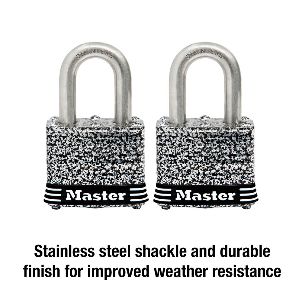 Master Lock 3SST Laminated Stainless Steel Pin Tumbler Padlock, 3/4-In, 2-Pk