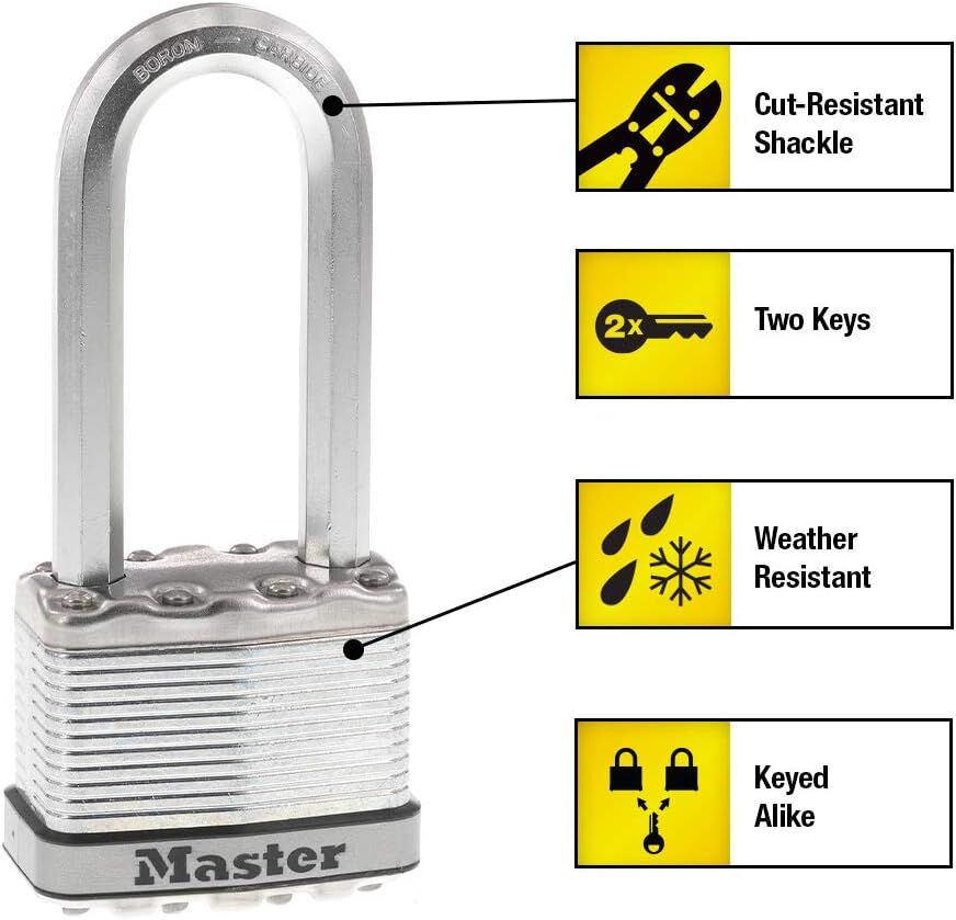 Master Lock Magnum Laminated Padlock With Key, 2-Pk