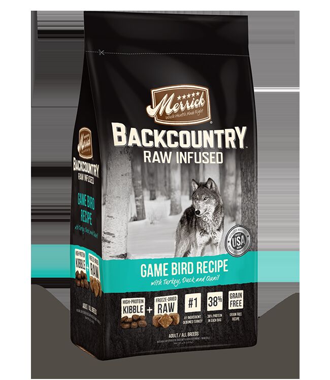 Merrick Backcountry Raw Infused Game Bird Recipe Adult Dry Dog Food, 4-Lb Bag 