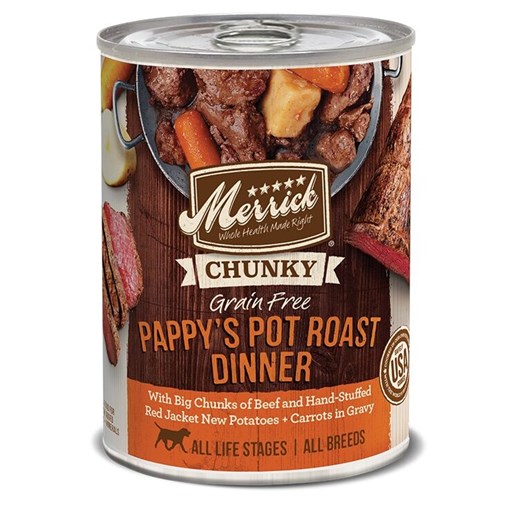 Merrick Grain Free Chunky Pappy's Pot Roast Dinner in Gravy Wet Dog Food, 12.7-Oz Can 