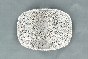 M & F Western Men's Nocona Floral Scroll Engraved Belt Buckle in Silver