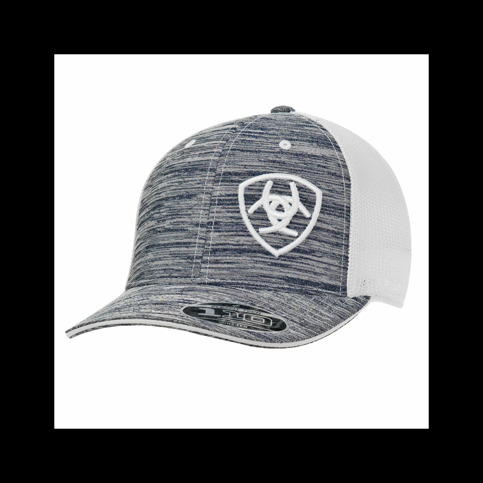 Ariat Heather w/ White Offset Ariat Shield Logo Flex Fit 110 Cap - Hats, Ariat