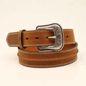 M & F Western Men's Leather Belt in Medium Brown