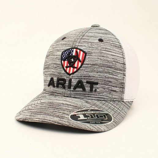 Ariat Heather w/ Red/White/Blue Ariat Shield Logo Flex Fit 110 Cap