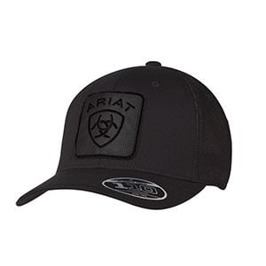 M & F Western Men's Ariat Flexfit Shield Logo Cap in Black