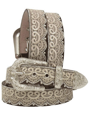 M & F Western Women's Lace Leather Belt in Brown