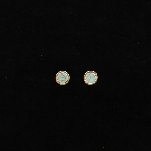 Gold and Turquoise Circle Stud Earrings