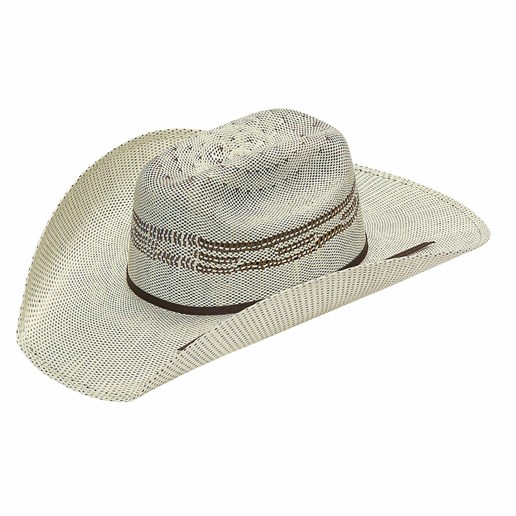 Kid's Bangora Straw Cowboy Hat with Dark Weave in Ivory/Chocolate