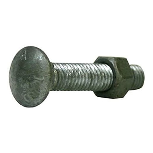 Midwest Air Technologies 10 Pack, 3/8" X 2", Galvanized Carriage Bolt With Nut,