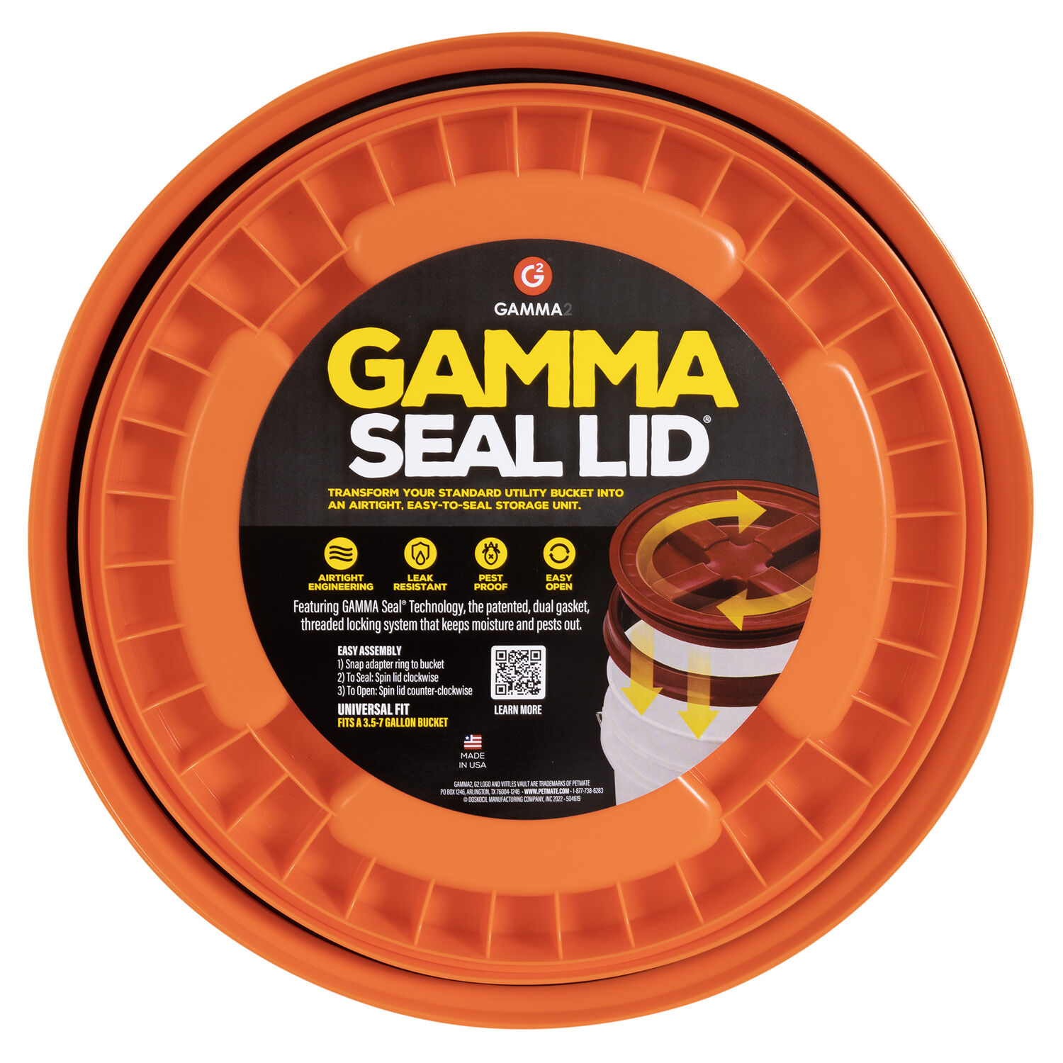 GAMMA2 Gamma Seal Lid For 5 Gallon Bucket - Orange, 5 gal