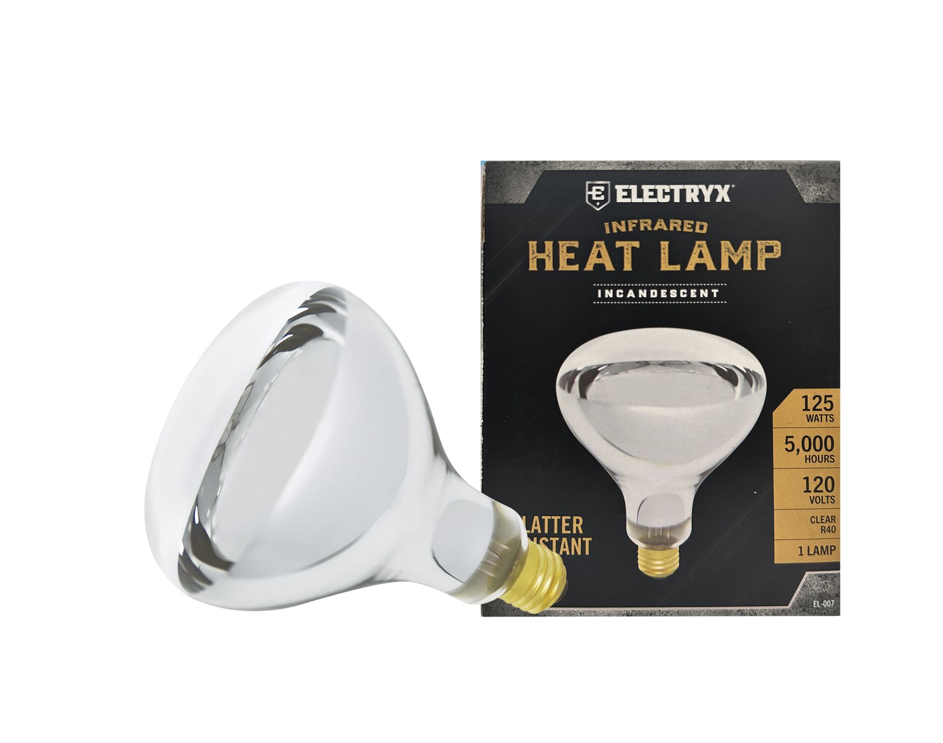 Electryx Incandescent Infrared Heat Lamp, 125-W