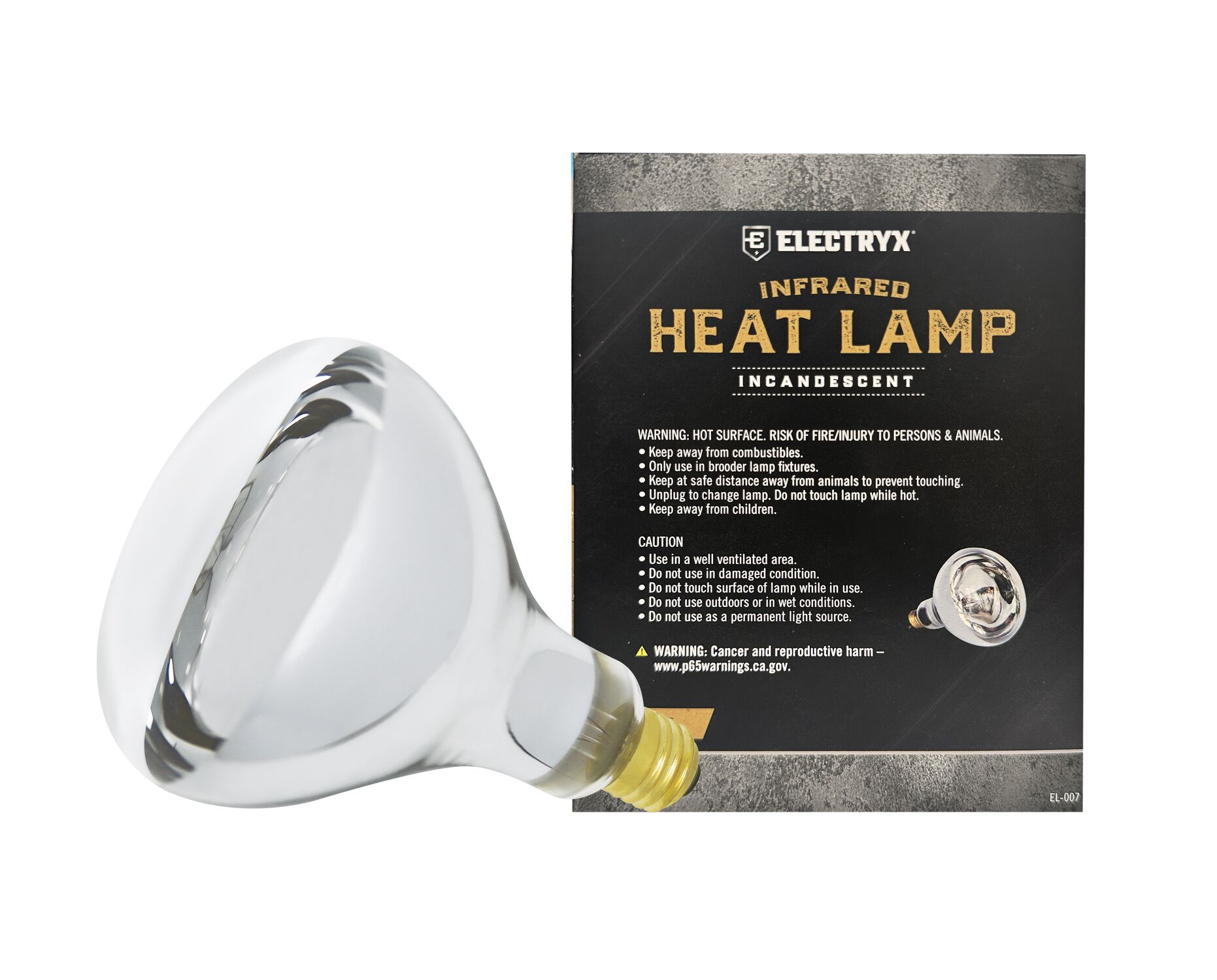 Electryx Incandescent Infrared Heat Lamp, 125-W