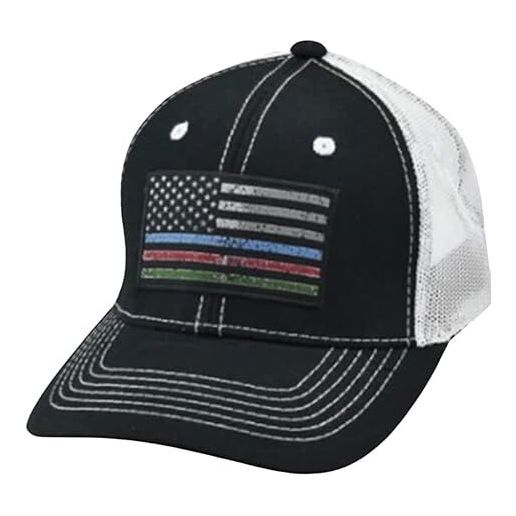 Justin Men's Front Line Flag Patch Ball Cap in Black Hats