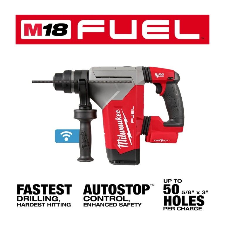 Milwaukee M18 Fuel One-Key SDS Plus Rotary Hammer Drill, 1 1/8-In (Tool Only)