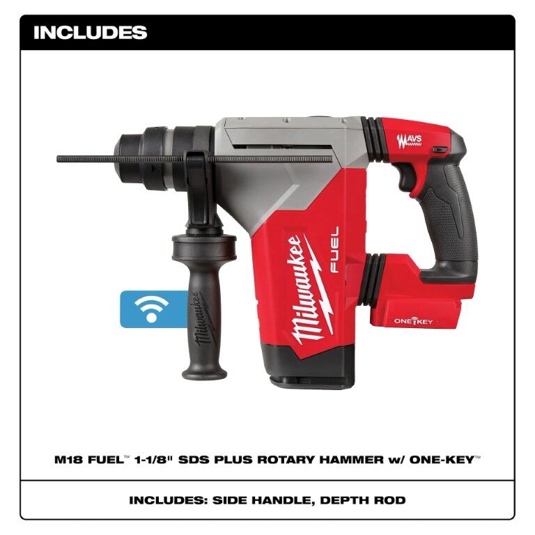 Milwaukee M18 Fuel One-Key SDS Plus Rotary Hammer Drill, 1 1/8-In (Tool Only)