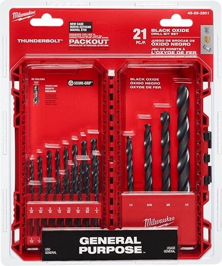Milwaukee Thunderbolt Black Oxide Drill Bit Set, 21-Pc