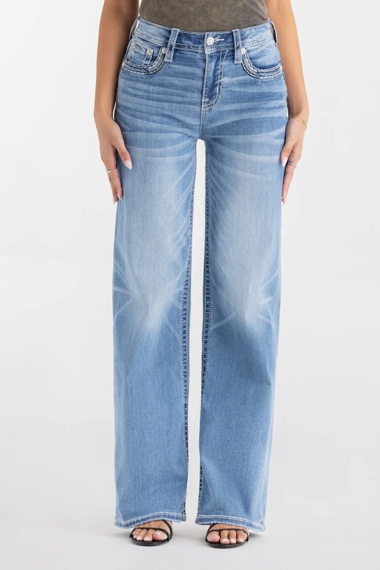 Miss Me Women's Naia Blue Wide Leg Jeans