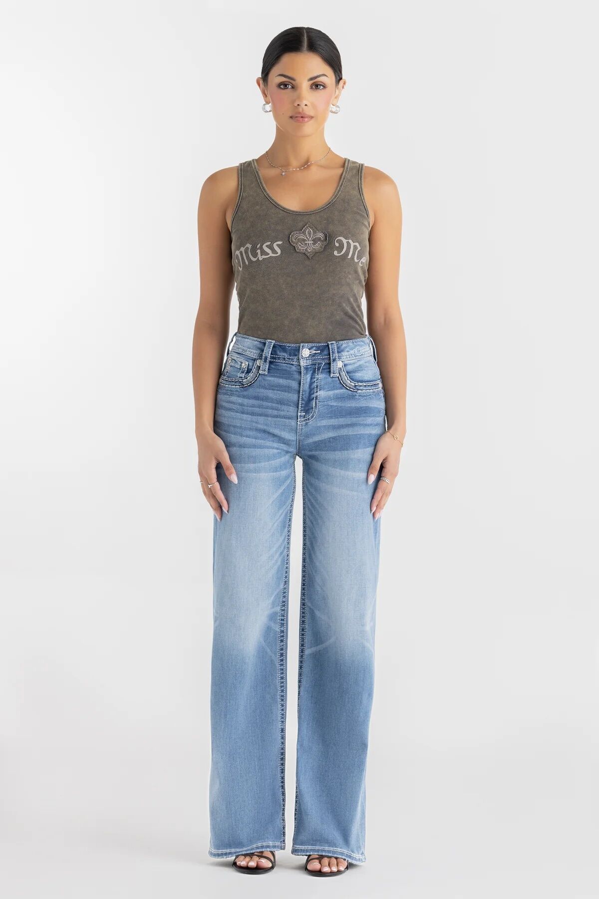 Miss Me Women's Naia Blue Wide Leg Jeans