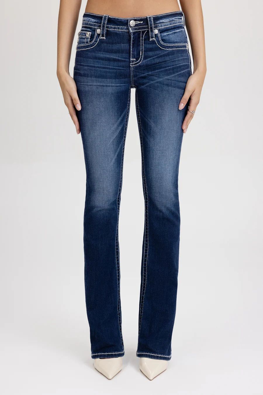 Miss Me Women's Nyah Cross Stitched Bootcut Jeans