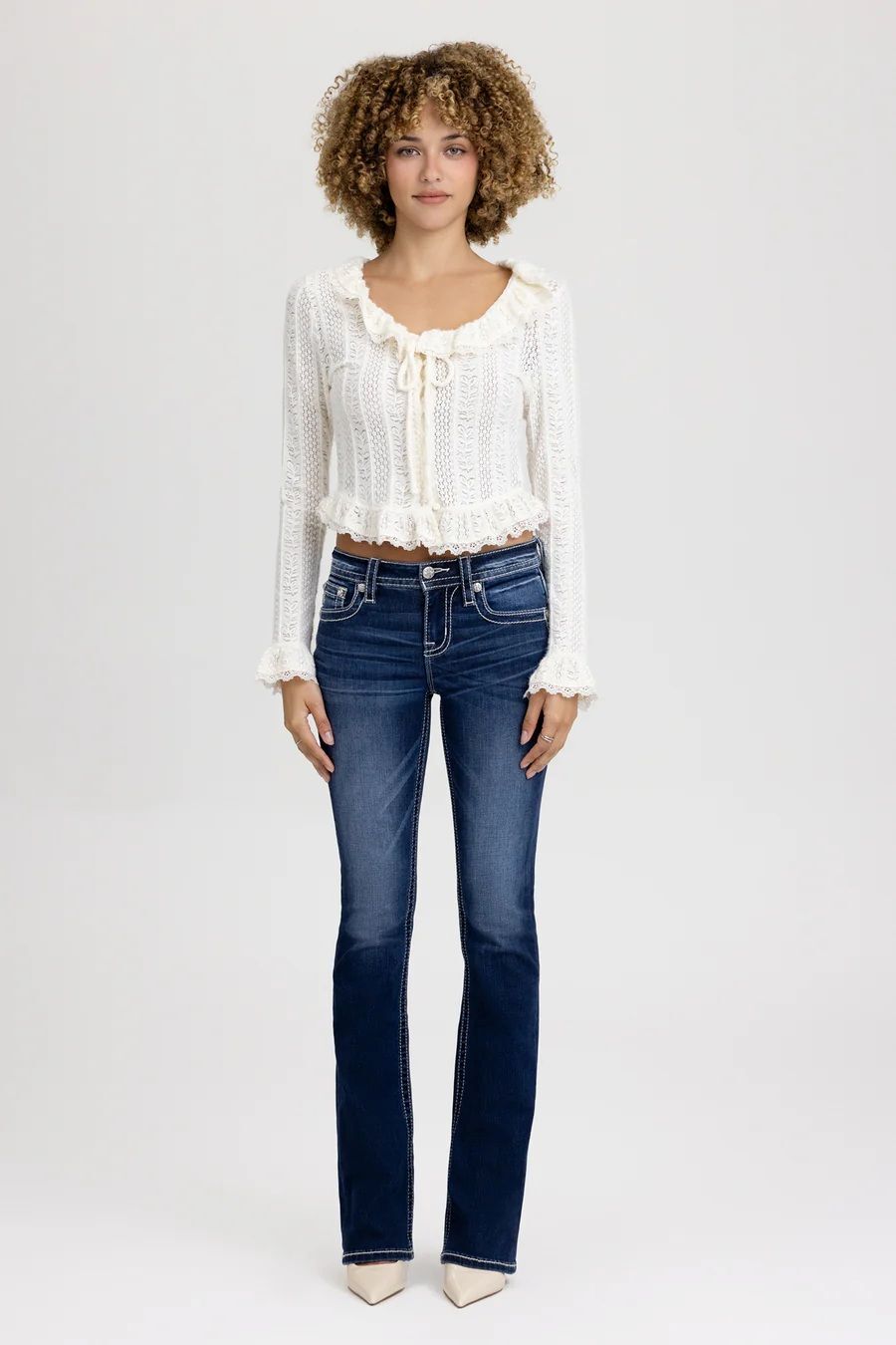 Miss Me Women's Nyah Cross Stitched Bootcut Jeans