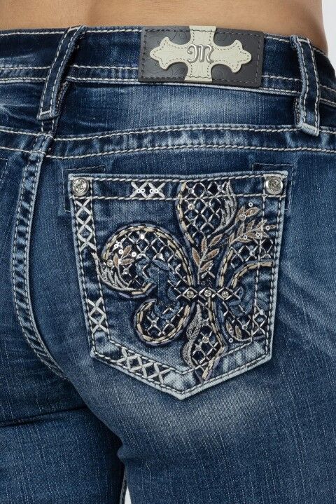 Miss Me Women's Fleur Glass Straight Jeans in Medium Wash