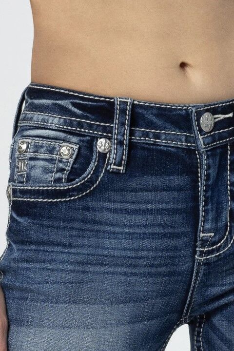 Miss Me Women's Western Bloom Bootcut Jeans in Medium Wash