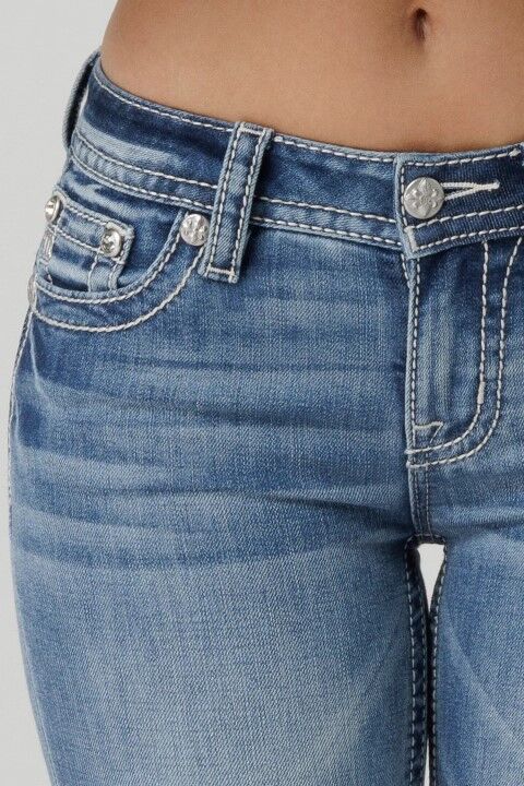 Miss Me Women's Americana Crossroads Bootcut Jeans in Medium Wash