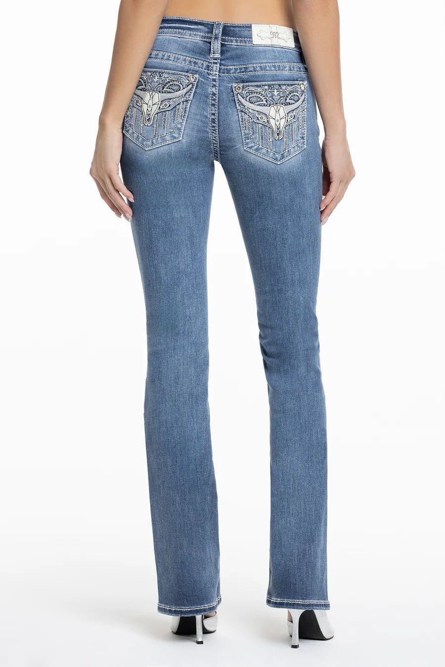 Miss Me Women's Seren Longhorn Bootcut Jeans in Medium Wash
