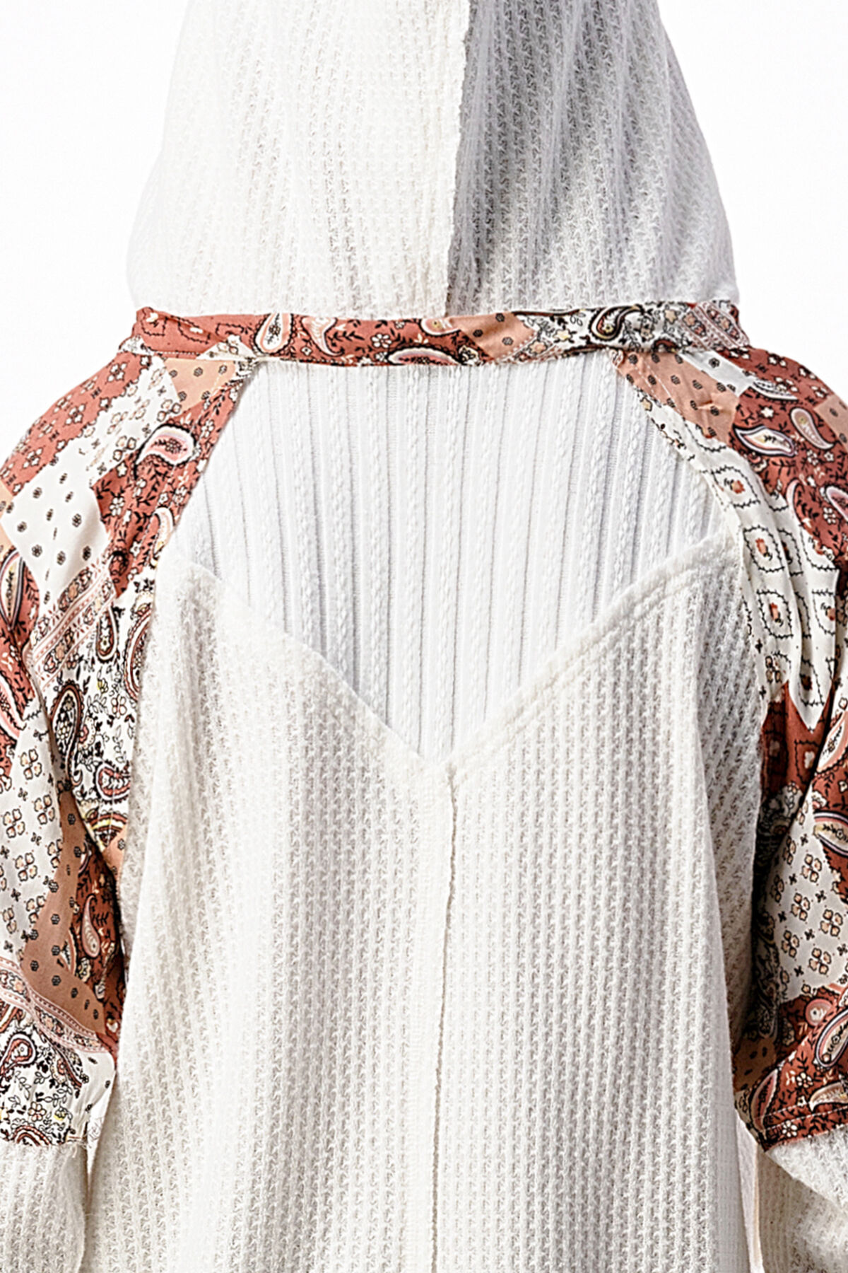 Miss Me Women's Paisley Patchwork Print Hoodie Top