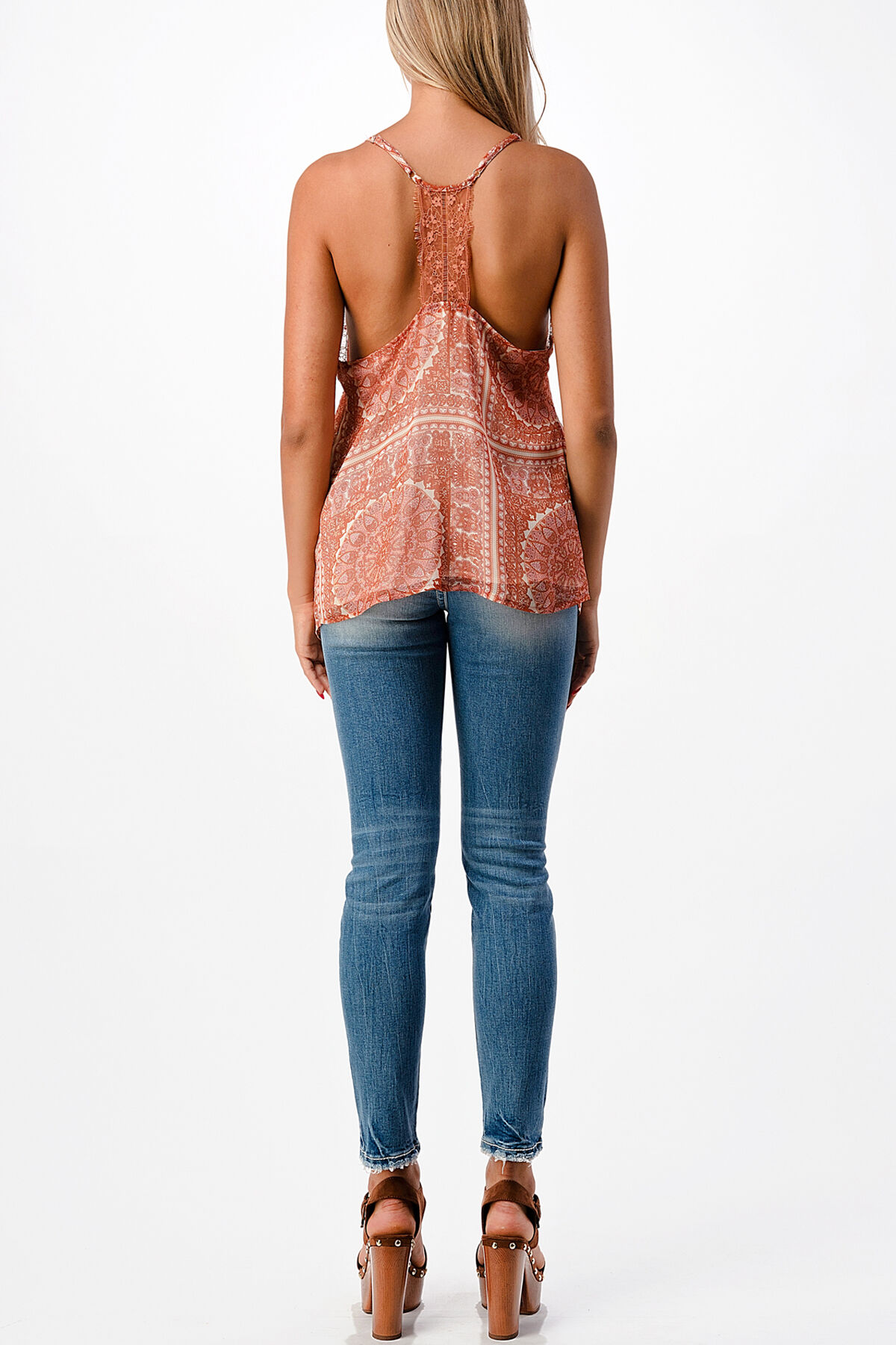 Miss Me Women's Paisley Print Lace Cami