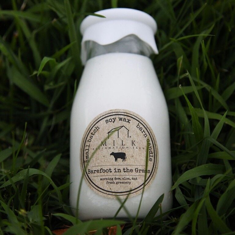 Milk Reclamation Barefoot in the Grass Scent Milk Bottle Candle, 13-Oz