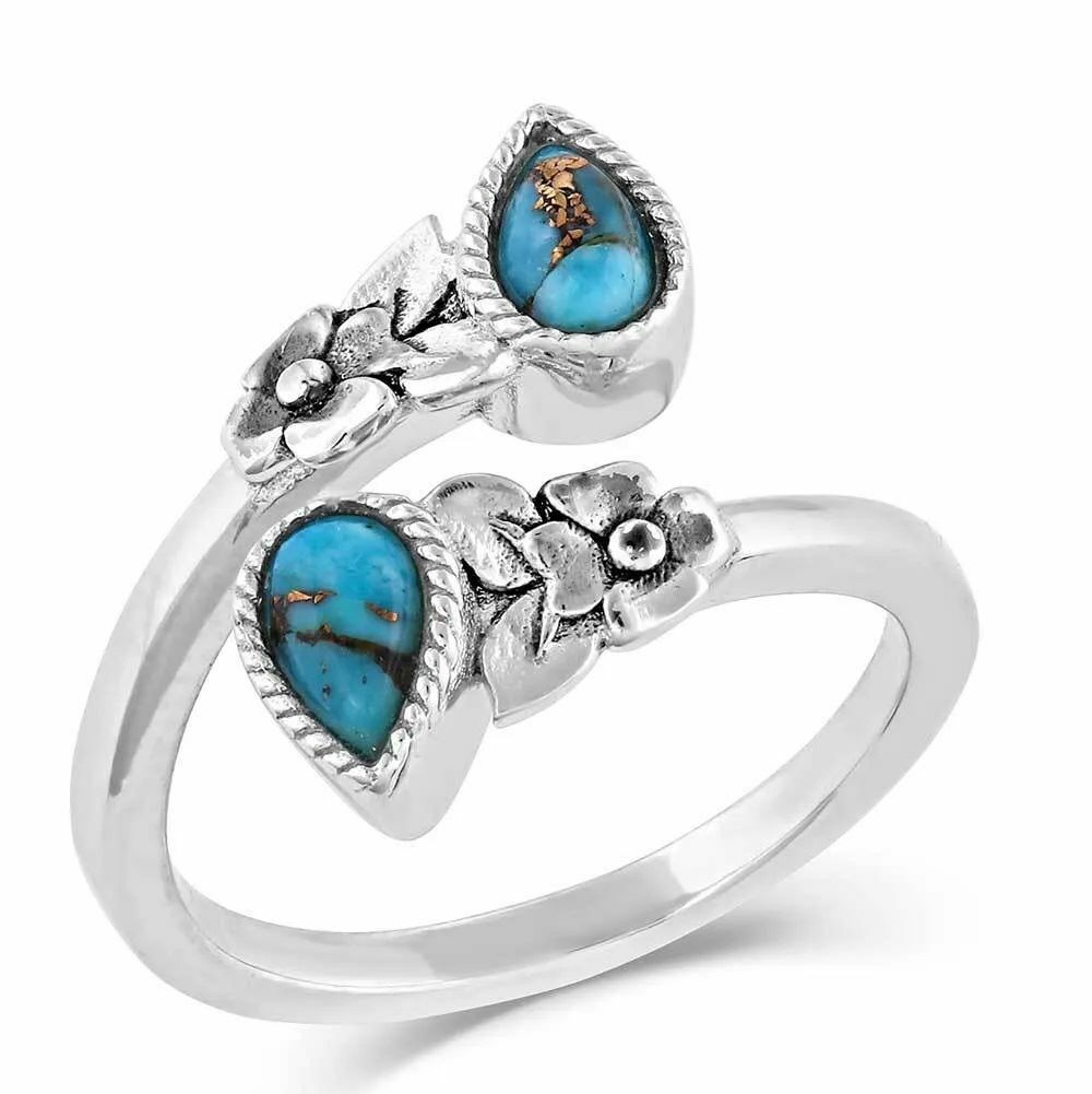 Montana Silversmiths Floral Ancestors Turquoise Wrap Ring