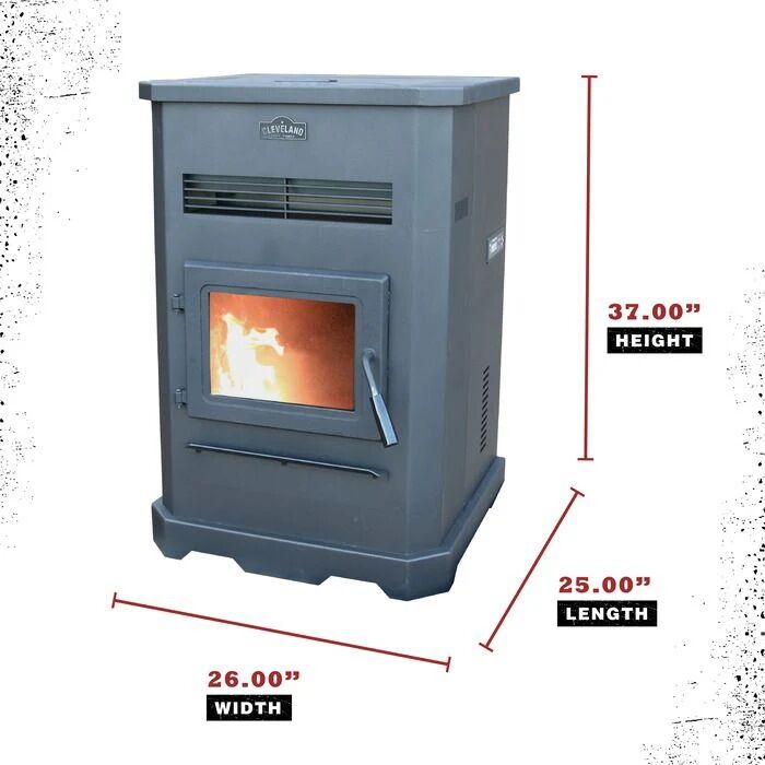Cleveland Iron Works Large Pellet Stove, 130-Lb Hopper