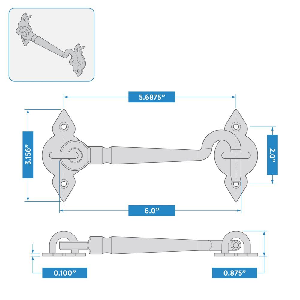 National Hardware Black Spear Gate Hook, 6-In