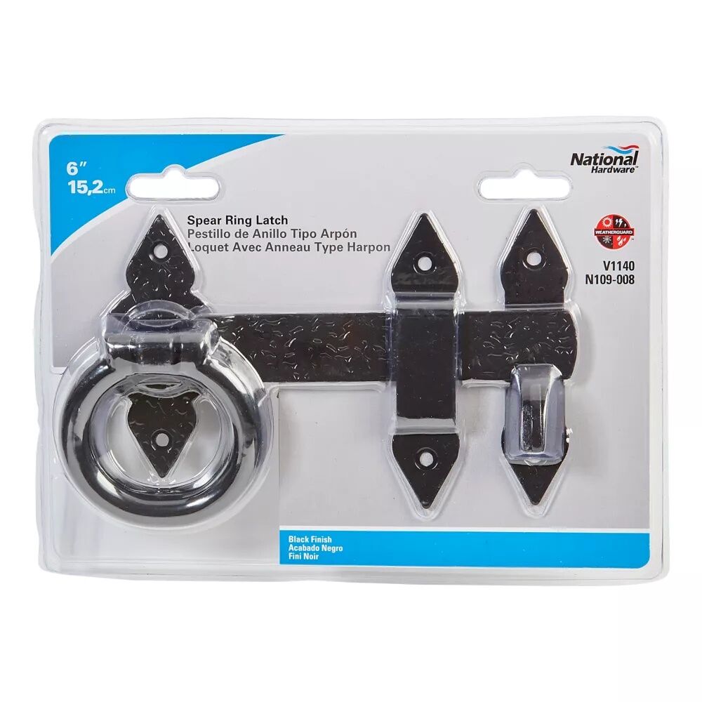 National Hardware Black Spear Ring Latch, 6-In