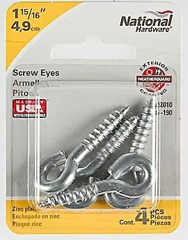 National Hardware Zinc Plated Screw Eyes, #204 x 1 15/16-In, 4-Pk