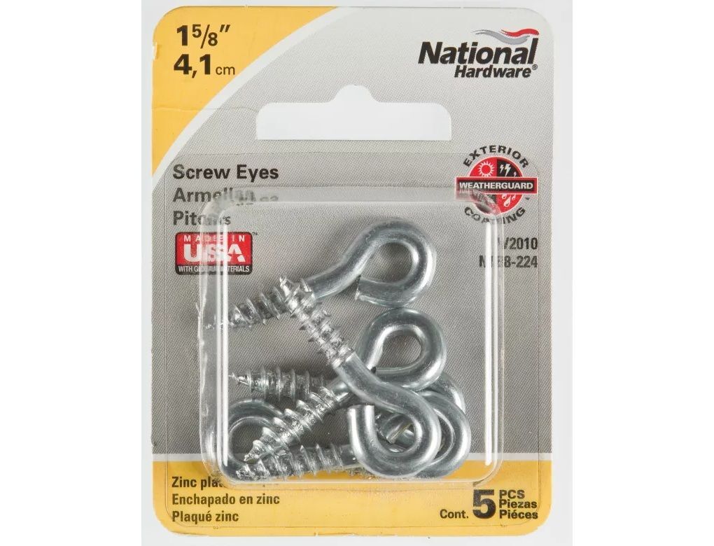 National Hardware Zinc Plated Screw Eyes, #206, 1-5/8-In, 5-Pk