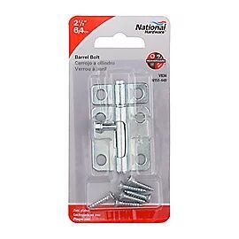 National Hardware Zinc Plated Barrel Bolt, 2 1/2-In